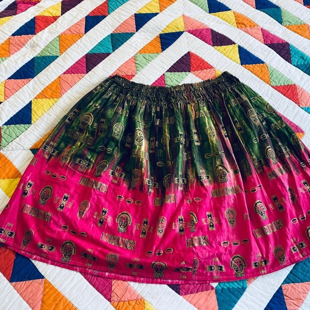 Pink and Green Ombré African Textile‎ Skirt